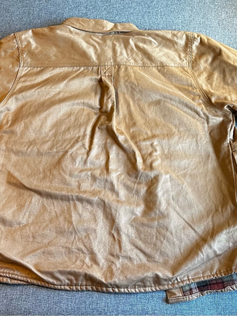 Silver Jeans Co Faux Suede Shirt Jacket Shacket Plaid Lined Tan Men’s XXL